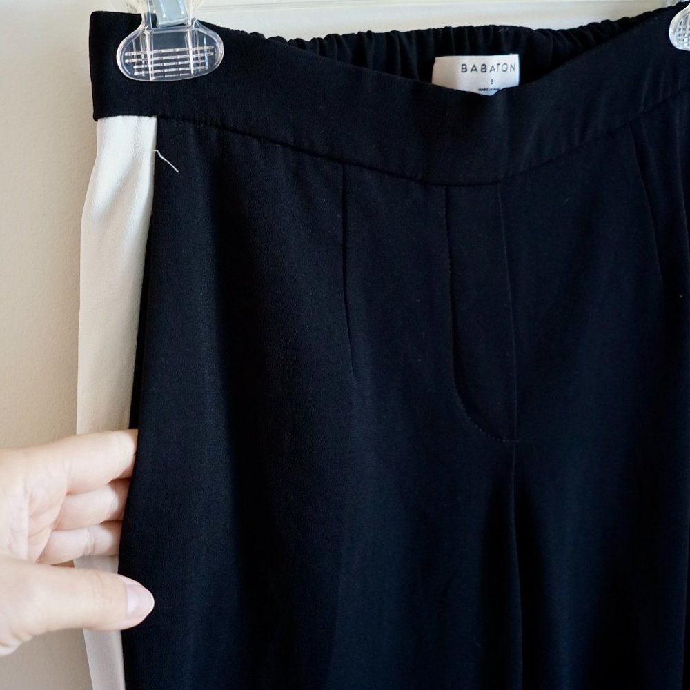 Aritzia Babaton Conan Cropped Pant in Black/White Stripe Size 2 - Picture 11 of 11